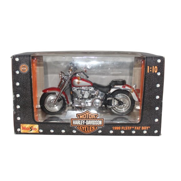 Maisto Harley Davidson 1999 FLSTF Fat Boy 1:10 DieCast Motorcycle In Box - Picture 1 of 6